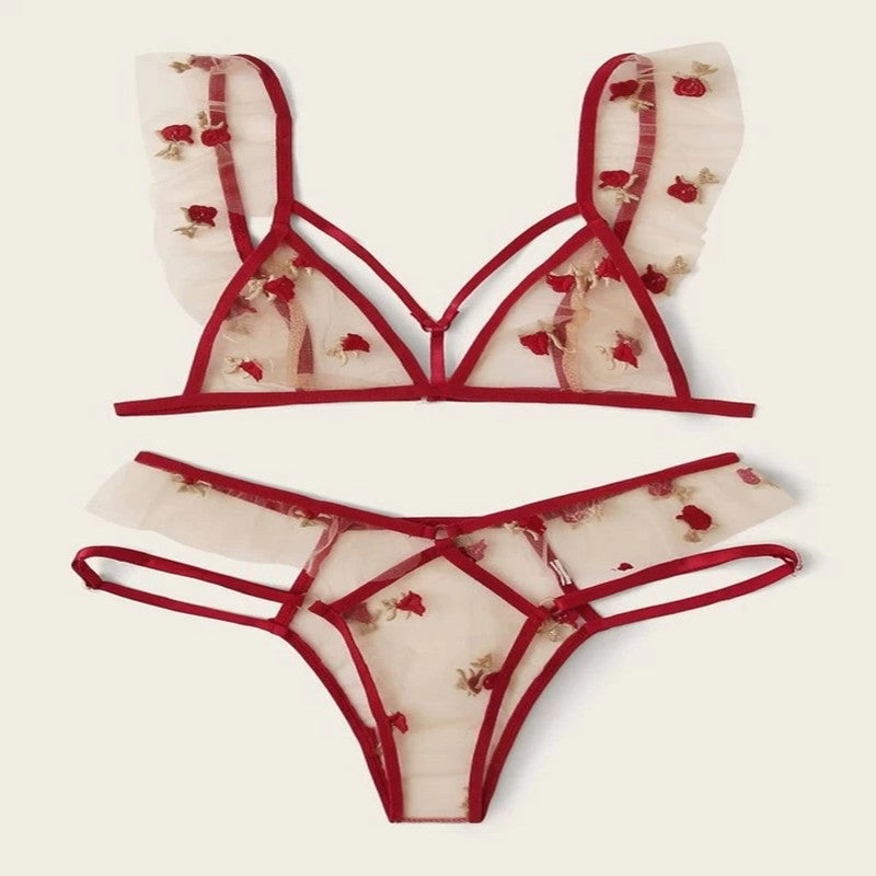 Sexy See-through Lace Split Bikini Two-piece Set