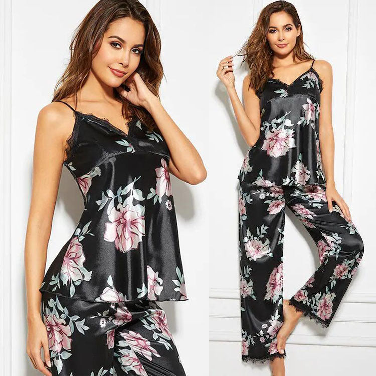 Suspender pajamas sleep pants lace