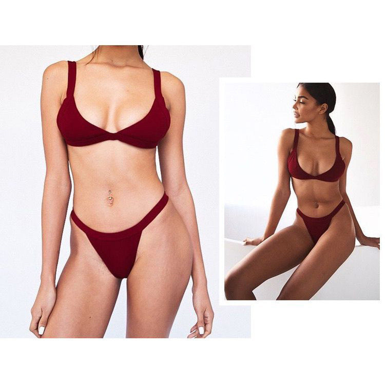 Solid Color Separate Body Swimsuit Female Multi-color Sexy Contracted Fashion Bikini
