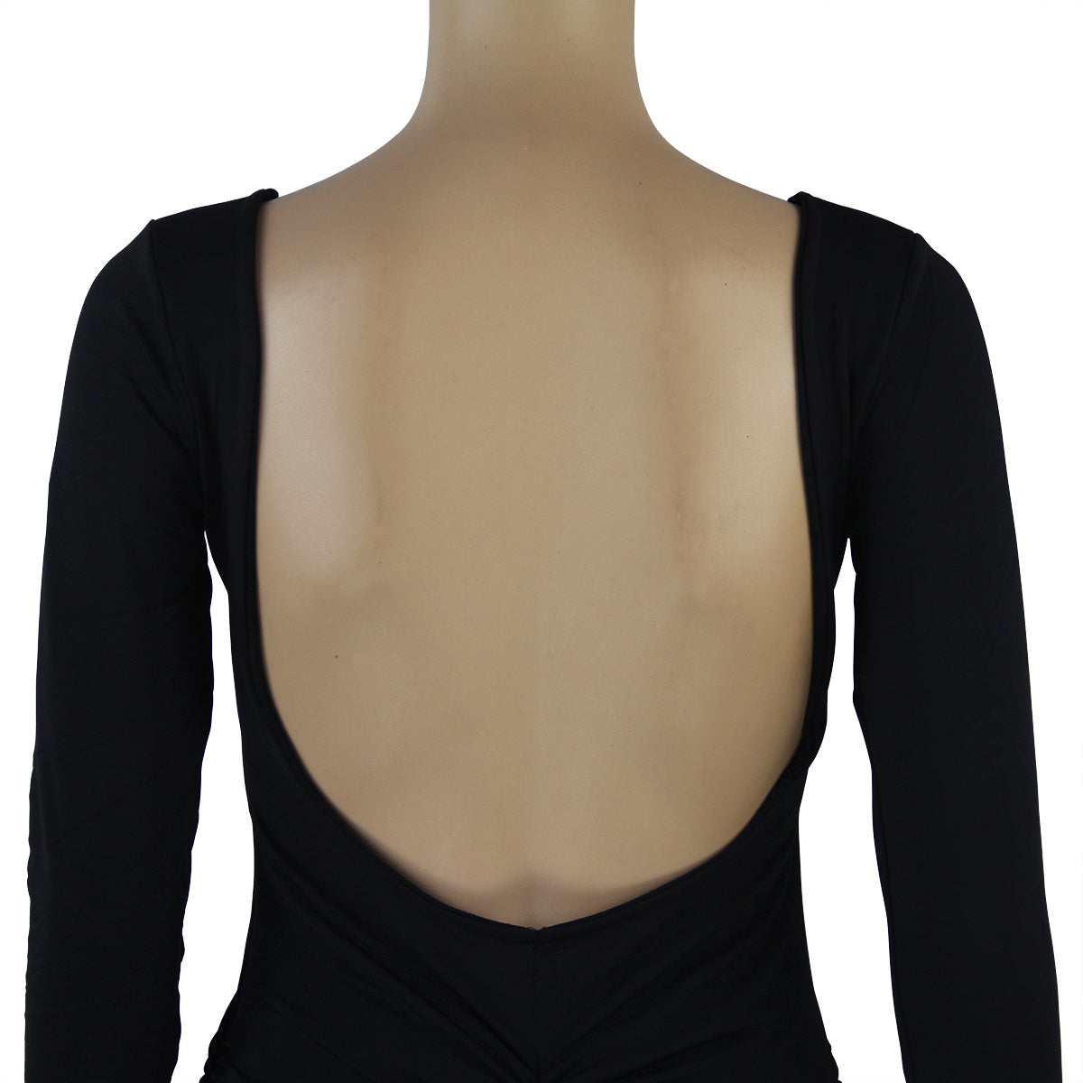 USA Size Black and white long sleeve sexy dew backpack hip fold nightclub dress