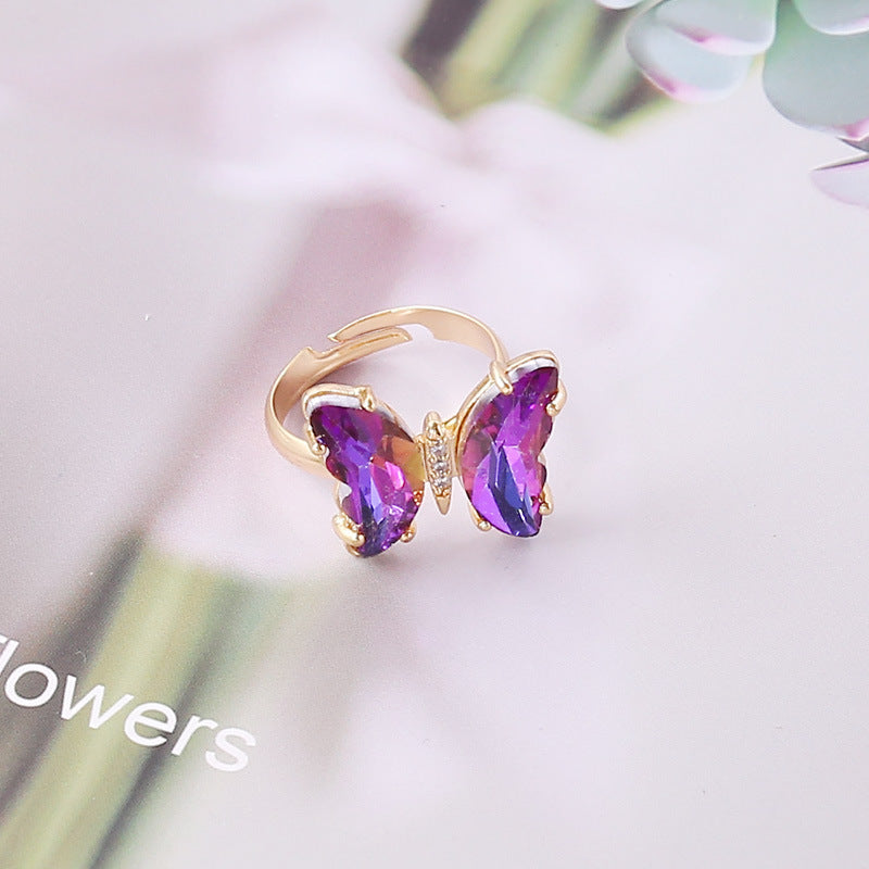Gradient Butterfly Ring Female Personality Trendy INS Female Ring