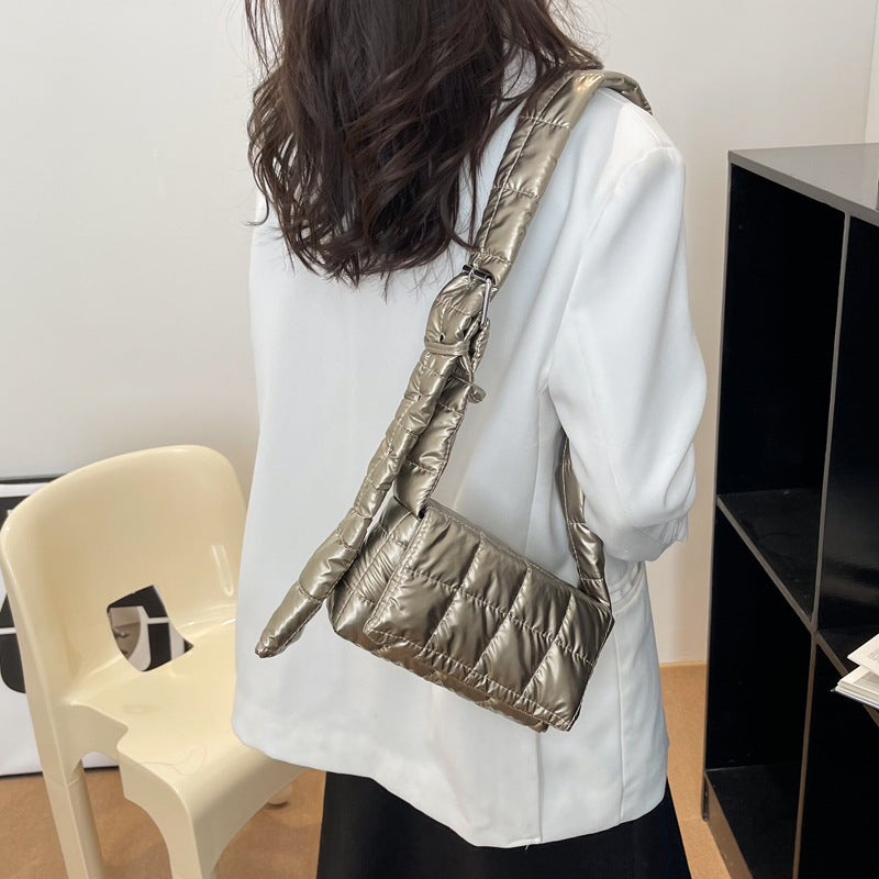 Women's Retro Solid Color Embroidered Square Plaid Crossbody Bag