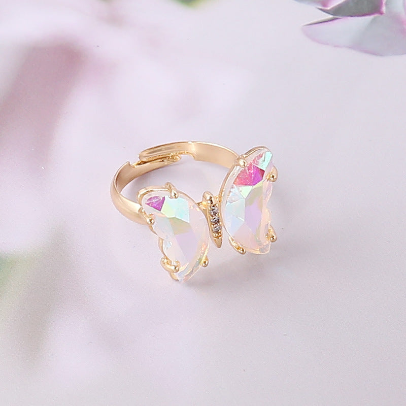 Gradient Butterfly Ring Female Personality Trendy INS Female Ring