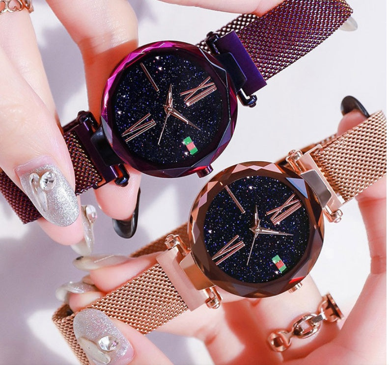 Starry Sky Women's Watch With Magnet Mesh And Diamond Quartz Watch