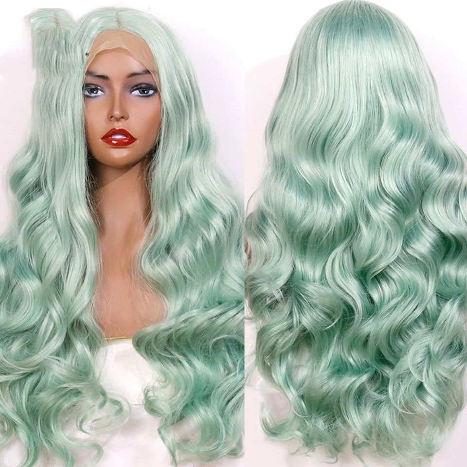 Wig Female Chemical Fiber High Temperature Silk Front Lace Mint Green