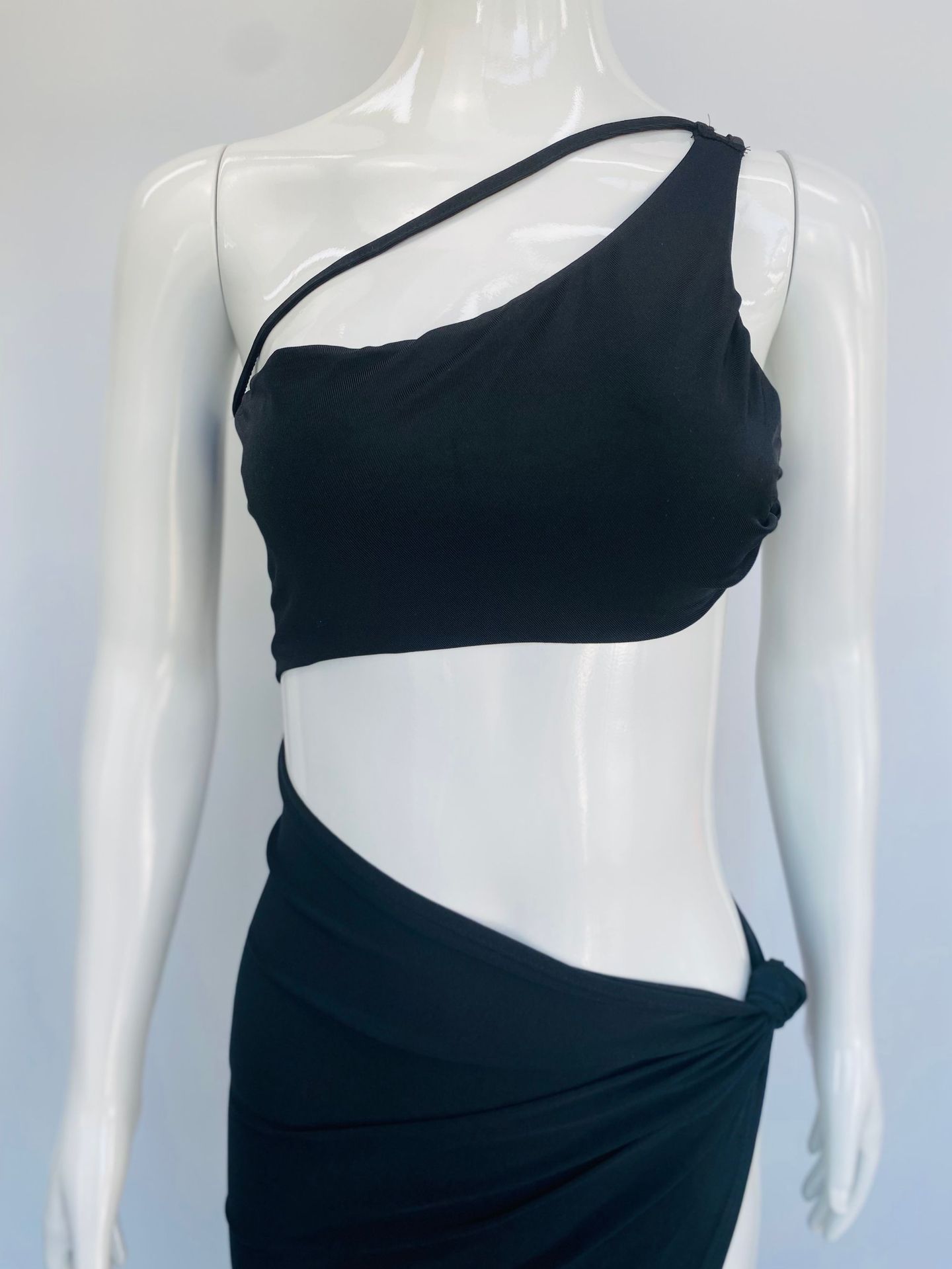 Sexy Holiday Beach Midriff Outfit Mid-length Dress Elegant Slit One-shoulder Dress