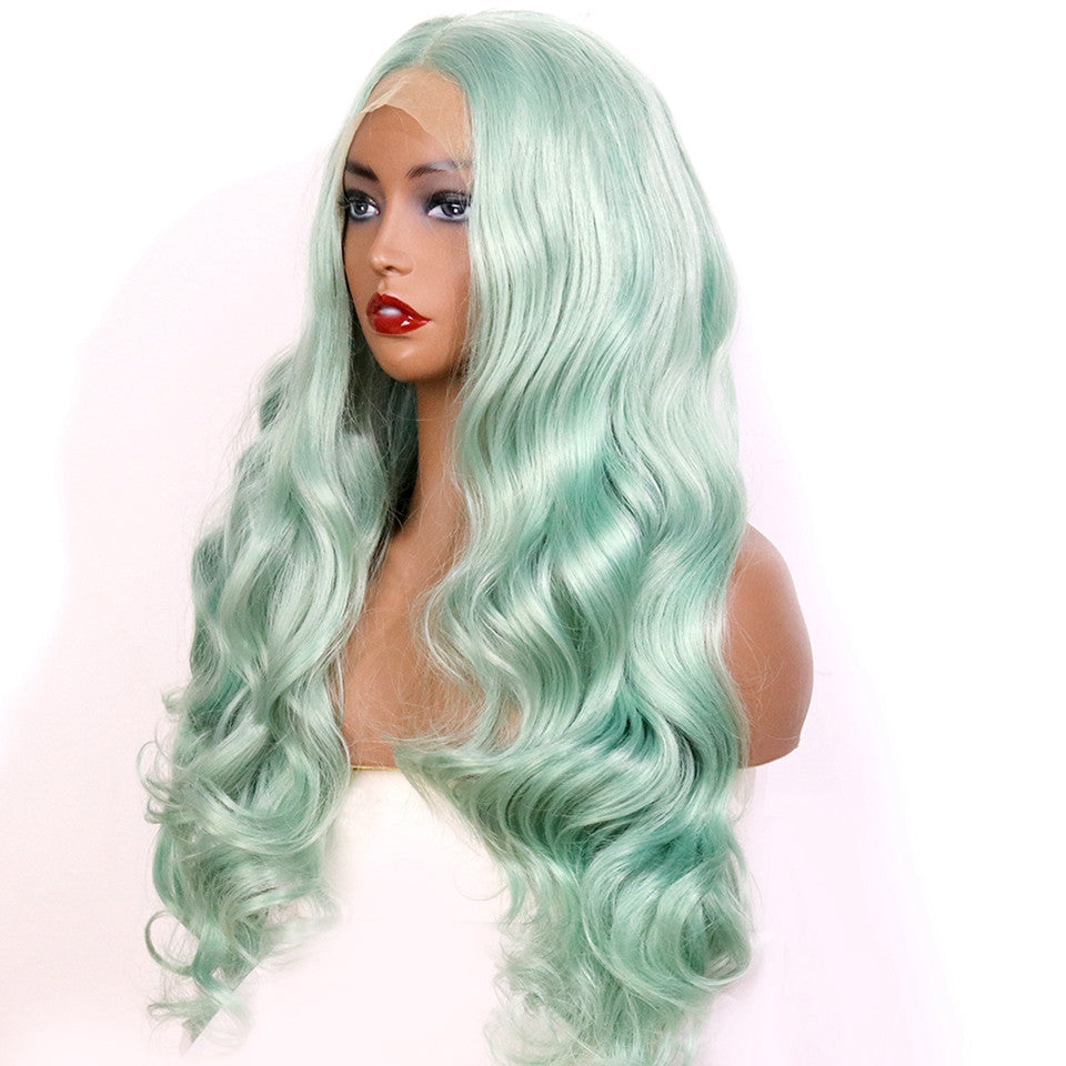 Wig Female Chemical Fiber High Temperature Silk Front Lace Mint Green
