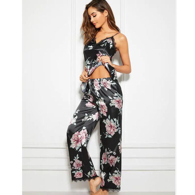 Suspender pajamas sleep pants lace