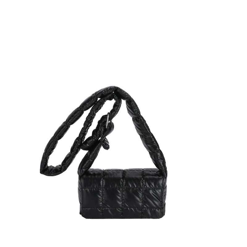 Women's Retro Solid Color Embroidered Square Plaid Crossbody Bag