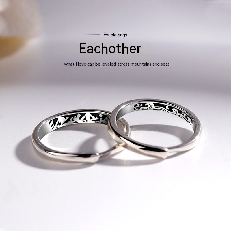 Love Oath Couple Ring Simple Special-interest Design Size Adjustable
