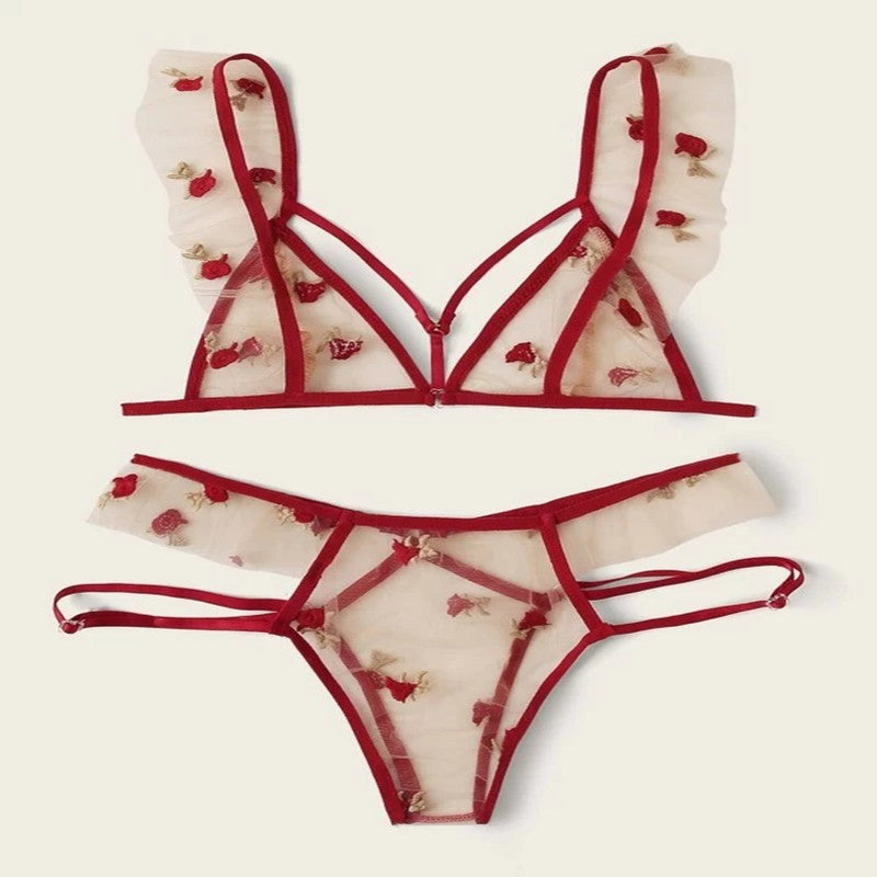 Sexy See-through Lace Split Bikini Two-piece Set