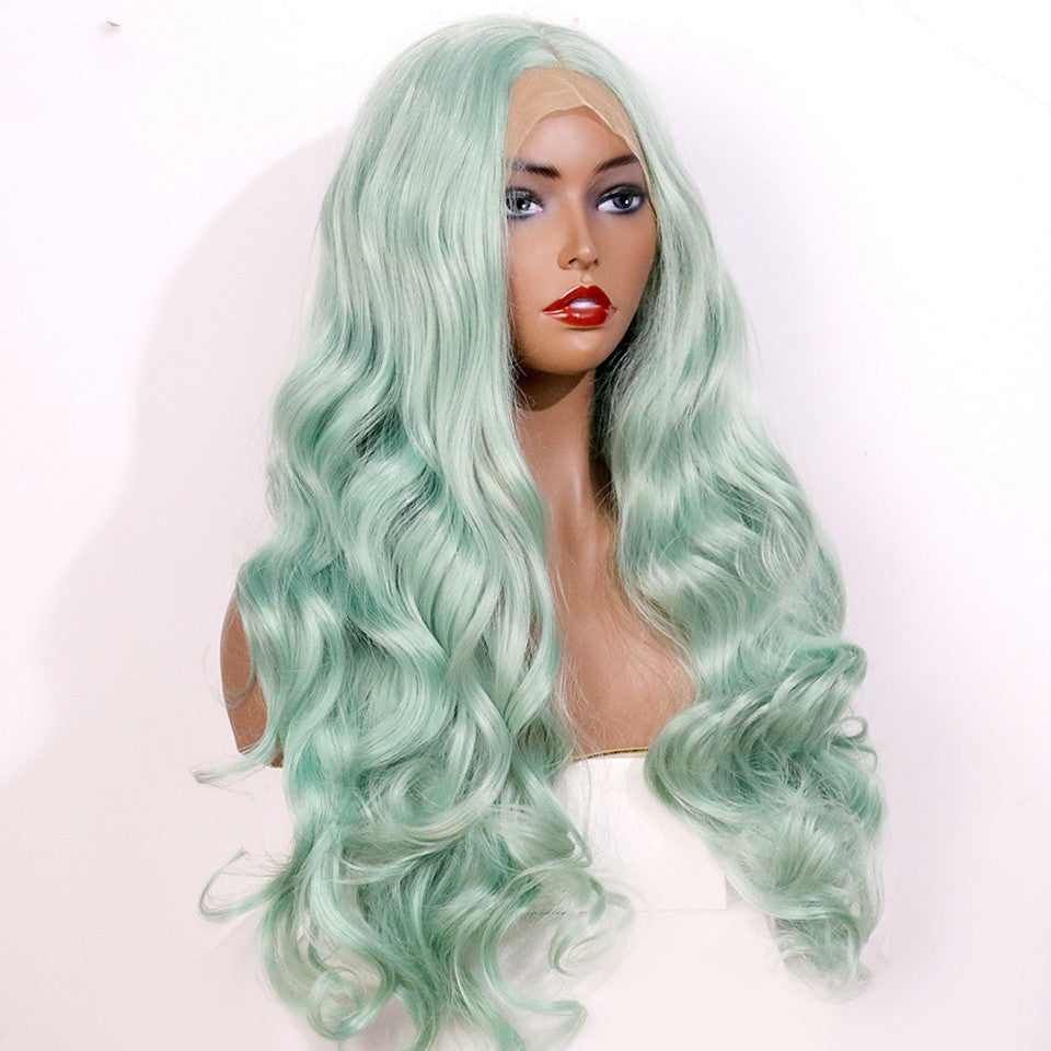 Wig Female Chemical Fiber High Temperature Silk Front Lace Mint Green