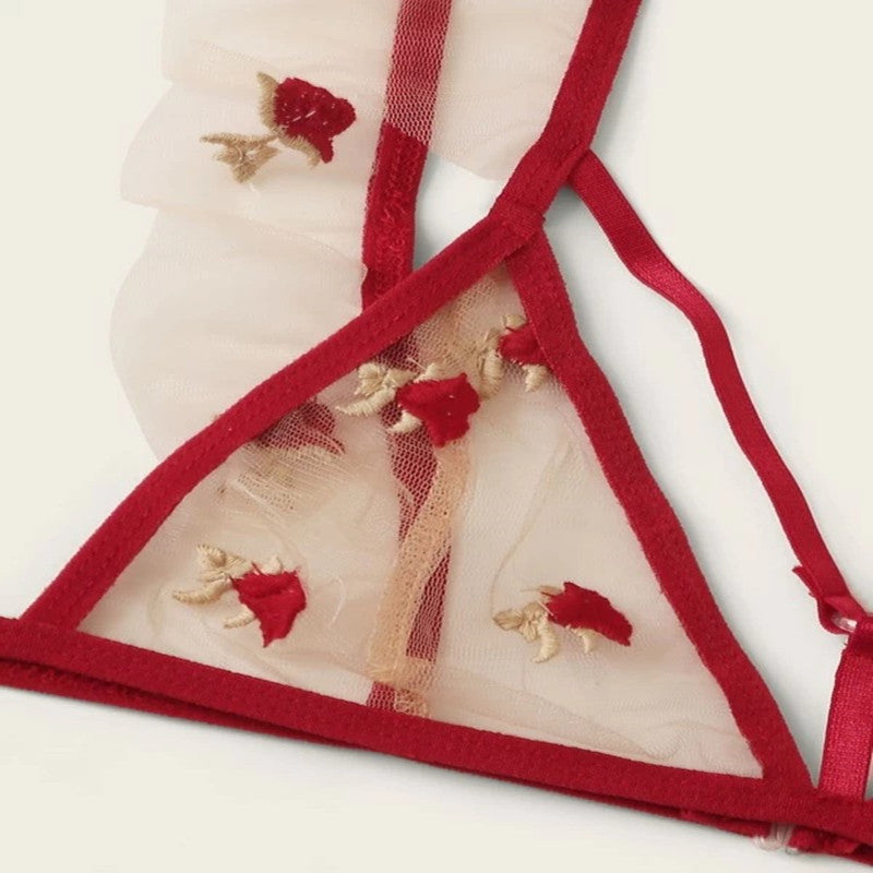 Sexy See-through Lace Split Bikini Two-piece Set