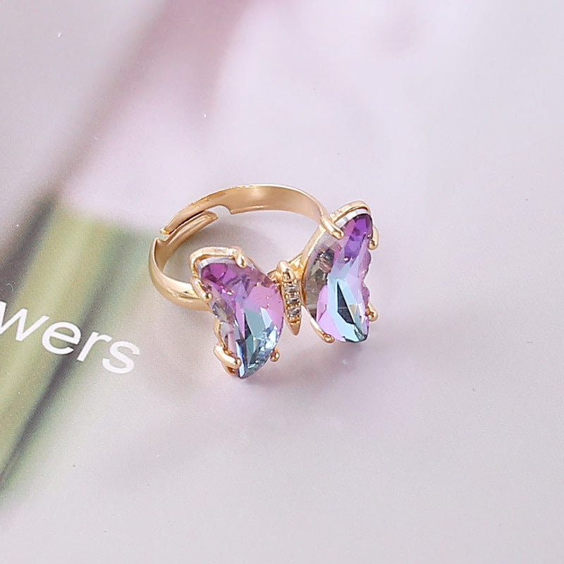Gradient Butterfly Ring Female Personality Trendy INS Female Ring