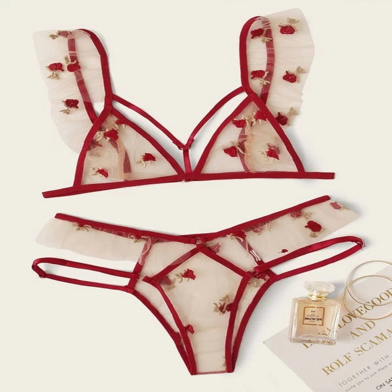 Sexy See-through Lace Split Bikini Two-piece Set