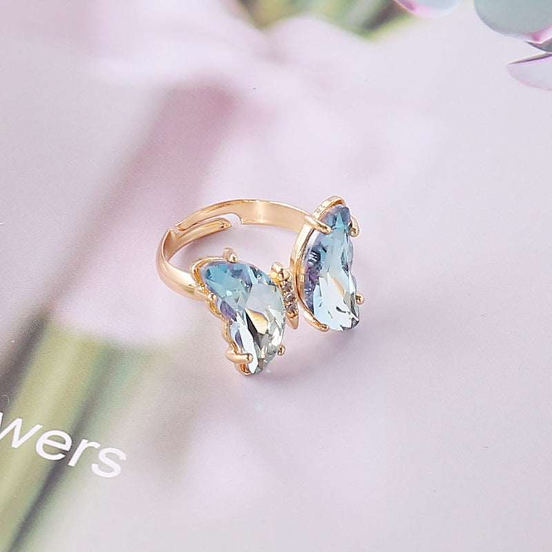 Gradient Butterfly Ring Female Personality Trendy INS Female Ring