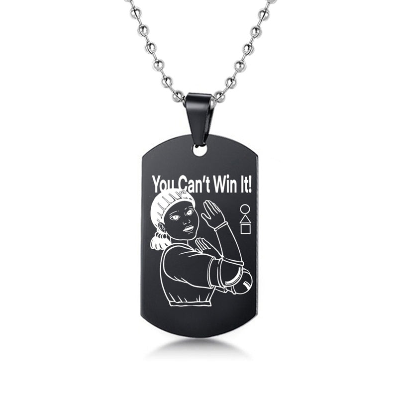 Engraved Squid Game Round Square Triangle Logo Stainless Steel Necklace Fashion Dog Tag Pendant Necklaces For Men Women