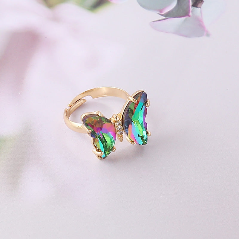 Gradient Butterfly Ring Female Personality Trendy INS Female Ring